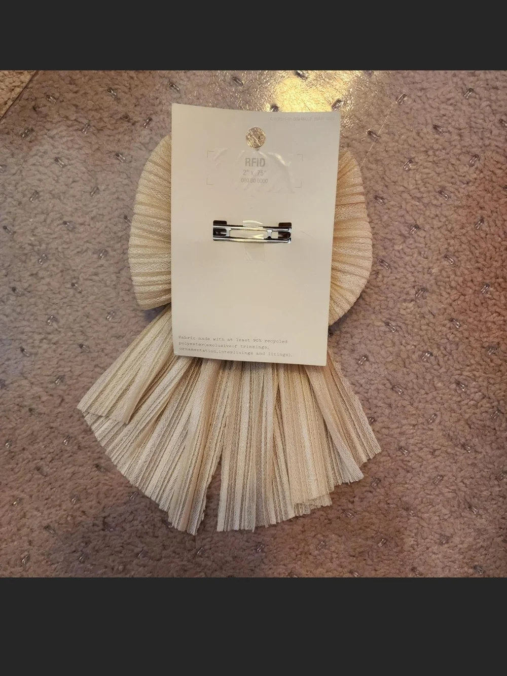 a new day Cream Pleated Ribbon Bow Hair Clip